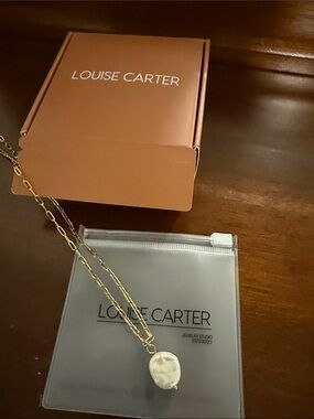Louise Carter Gold Chain Necklace with White Pearl Pendant